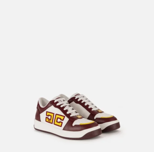 Sneakers in pelle logo bicolor