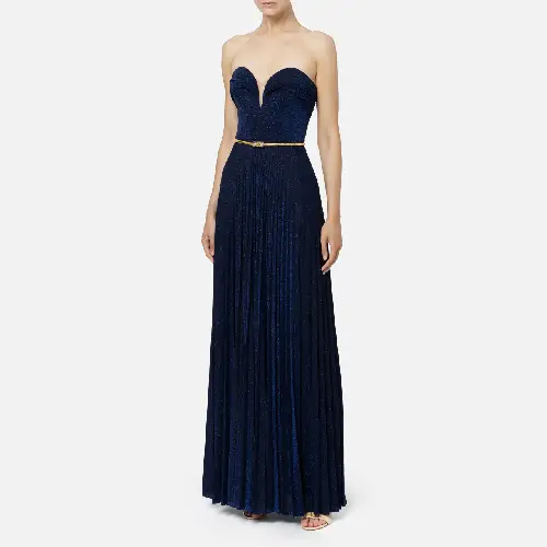 Abito Elisabetta Navy da Red Carpet in Lurex con Cintura Elisabetta Franchi