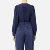 Blusa Blu Navy Stile Body Elisabetta in Tessuto Georgette Indietro