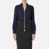 Blusa Elisabetta Navy Georgette con Ciondoli Collana