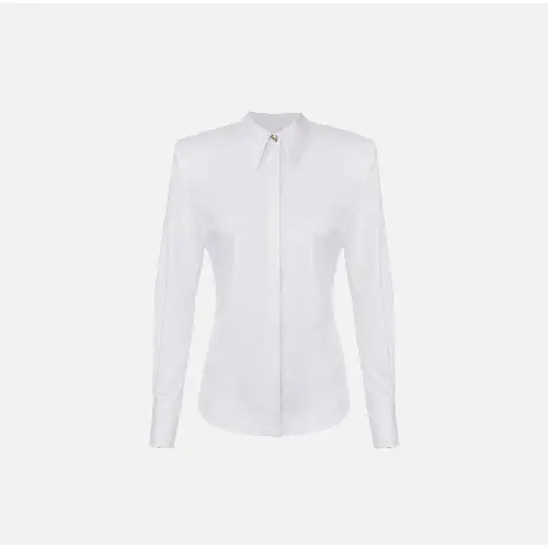 Camicia Elisabetta in Popeline Bianco con Spalle Strutturate