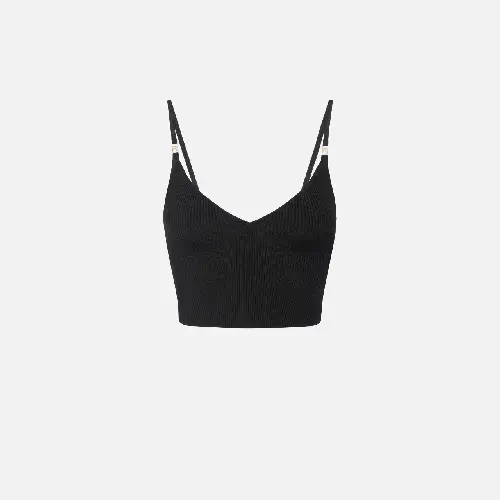 Elisabetta Nero Top Bustier in Veffetto Plissettato