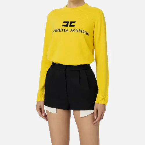 Maglia Elisabetta Franchi in Cashmere Giallo con Logo